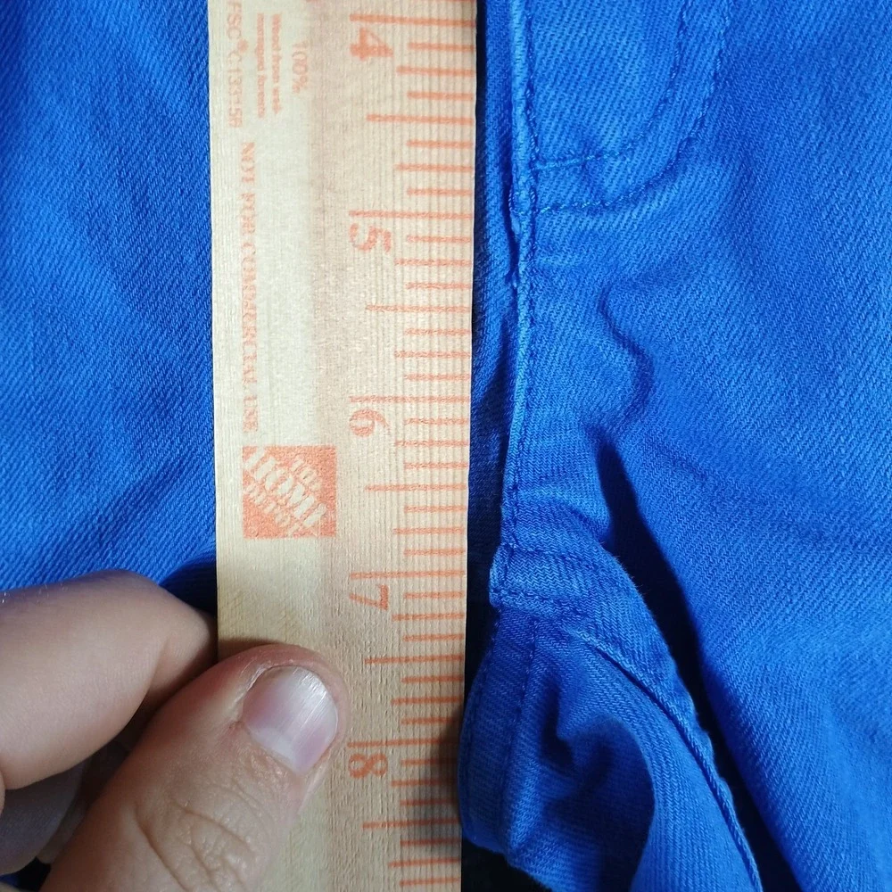 Lands End Jeans Women 12S Pencil Leg Bright Blue Low Rise Nautical‎ Unique Punk